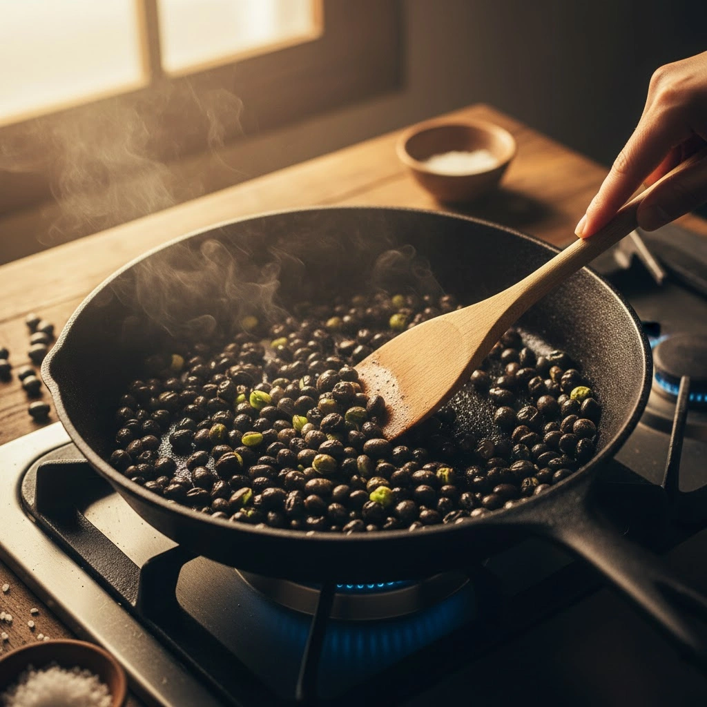 Chế biến đơn giản chỉ cần rang đậu đen